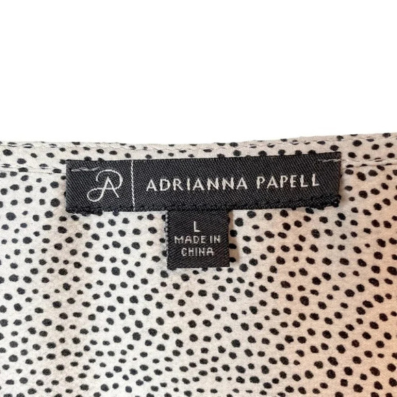 Adrianna Papell Satin Spotted Long Sleeve Blouse  L - Picture 7 of 7